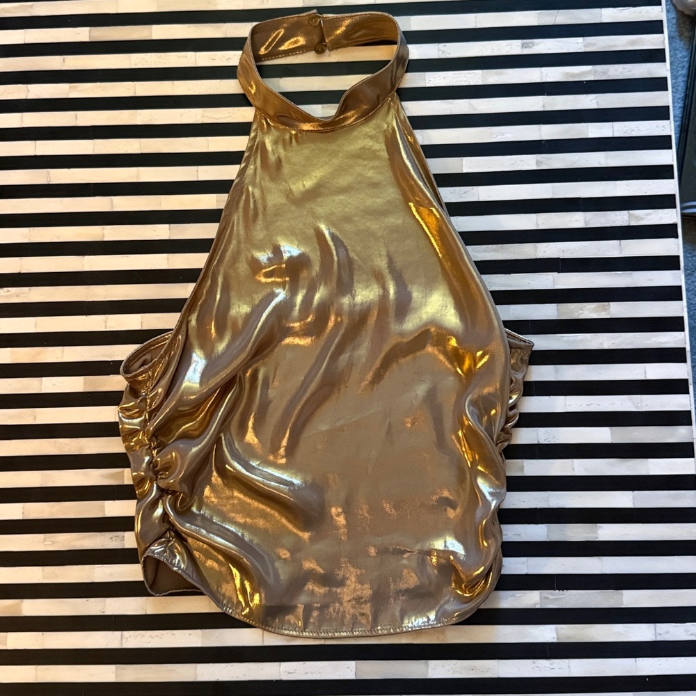 Zara gold metallic halter top.